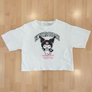 Zara | Kuromi Sanrio White Cropped Oversized Kids Printed Graphic T-Shirt